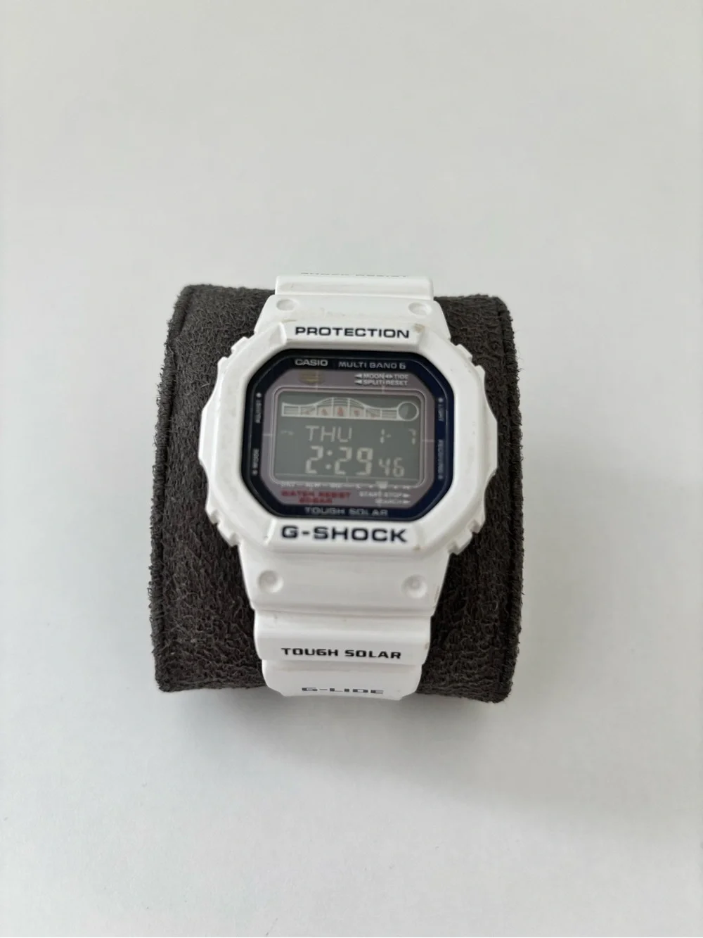 G-Shock White Digital Tough Solar Watch with Black Display Border
